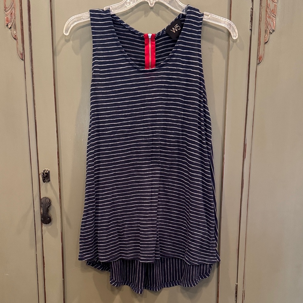 W5 Striped Navy and White Tank Top